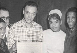 Freed with (L to R) LaVern Baker, Ruth Brown & Clyde McPhatter